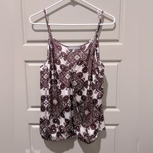 Silky camisole, maroon print